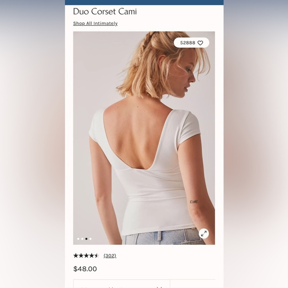 Free people duo corset cami top in ivory NWT - Picture 2 of 6